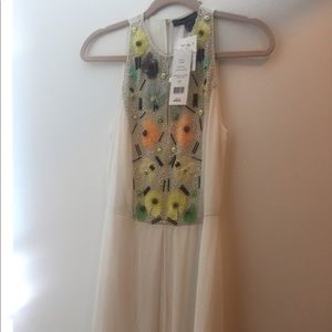 French Connection Cream Mini Dress with Neon Bead Embellishment